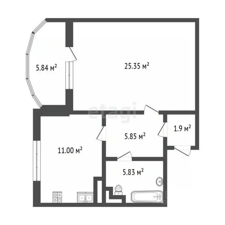 1-к кв. Тюменская область, Тобольск 4-й мкр, 36 (50.8 м) - Фото 2