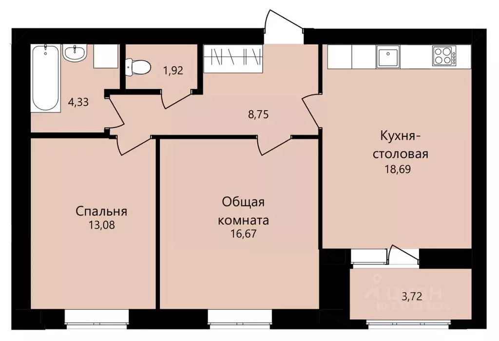 2-к кв. Мордовия, Саранск ул. Филатова, 15 (63.44 м) - Фото 1
