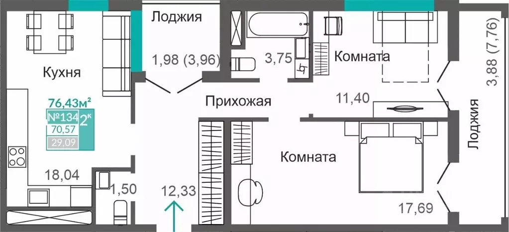 2-к кв. Крым, Симферополь Крымская роза мкр, Абрикос жилой комплекс ... - Фото 0