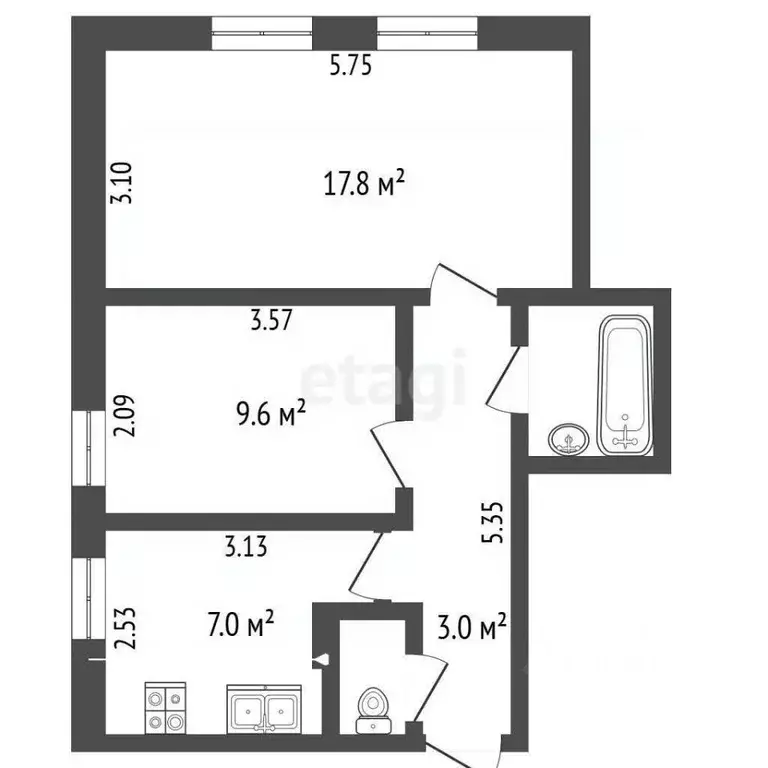 2-к кв. Вологодская область, Вологда Советский просп., 84 (45.9 м) - Фото 2