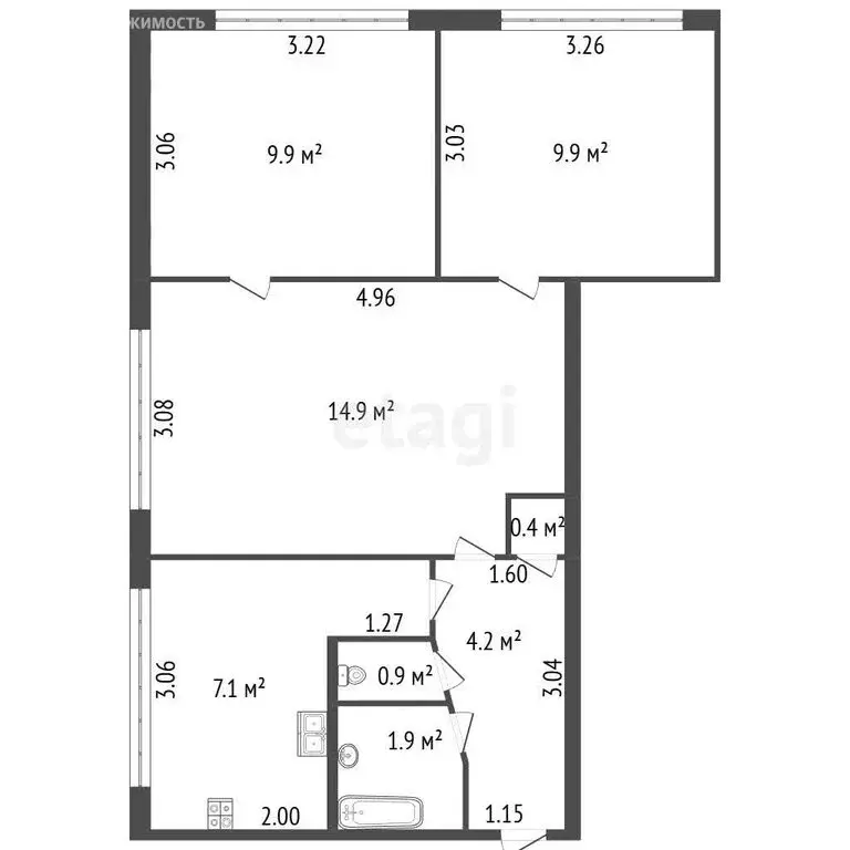 3-комнатная квартира: Санкт-Петербург, Учительская улица, 5к2 (49.2 м) - Фото 1
