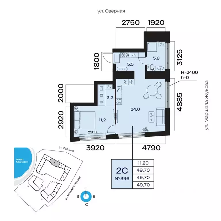 2-к кв. Башкортостан, Уфа Сипайлово жилрайон, Атлантис жилой комплекс ... - Фото 0