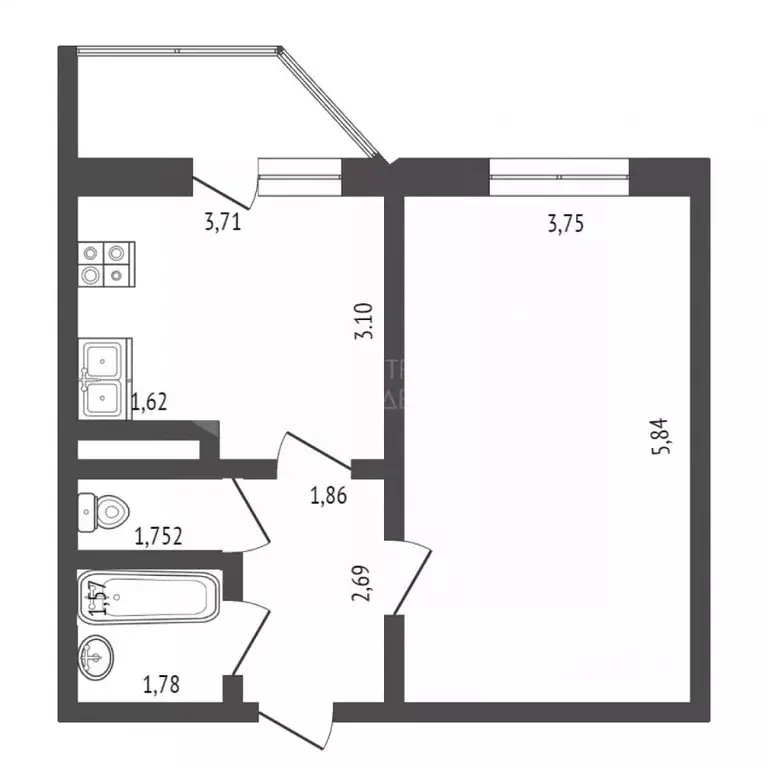 1-к кв. Тюменская область, Тюмень ул. Обдорская, 3 (35.1 м) - Фото 2