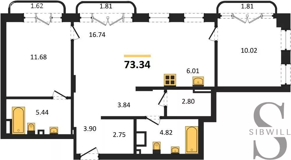 2-комнатная квартира: Новосибирск, улица Воскова, 27 (73.34 м) - Фото 0