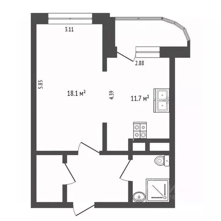 1-к кв. Московская область, Химки Подрезково мкр, Центральная ул., 6к2 ... - Фото 2