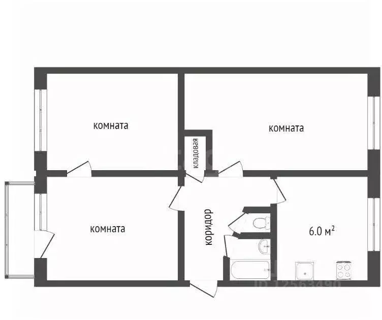 3-к кв. Воронежская область, Воронеж ул. Остужева, 7 (58.4 м) - Фото 2