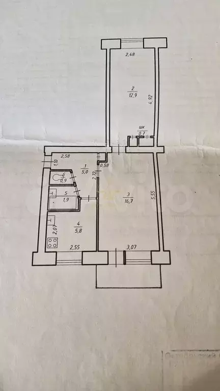 2-к. квартира, 44 м, 4/5 эт. - Фото 0