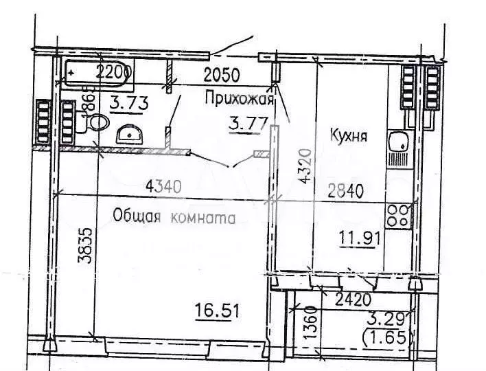 1-к. квартира, 35,8 м, 4/5 эт. - Фото 0