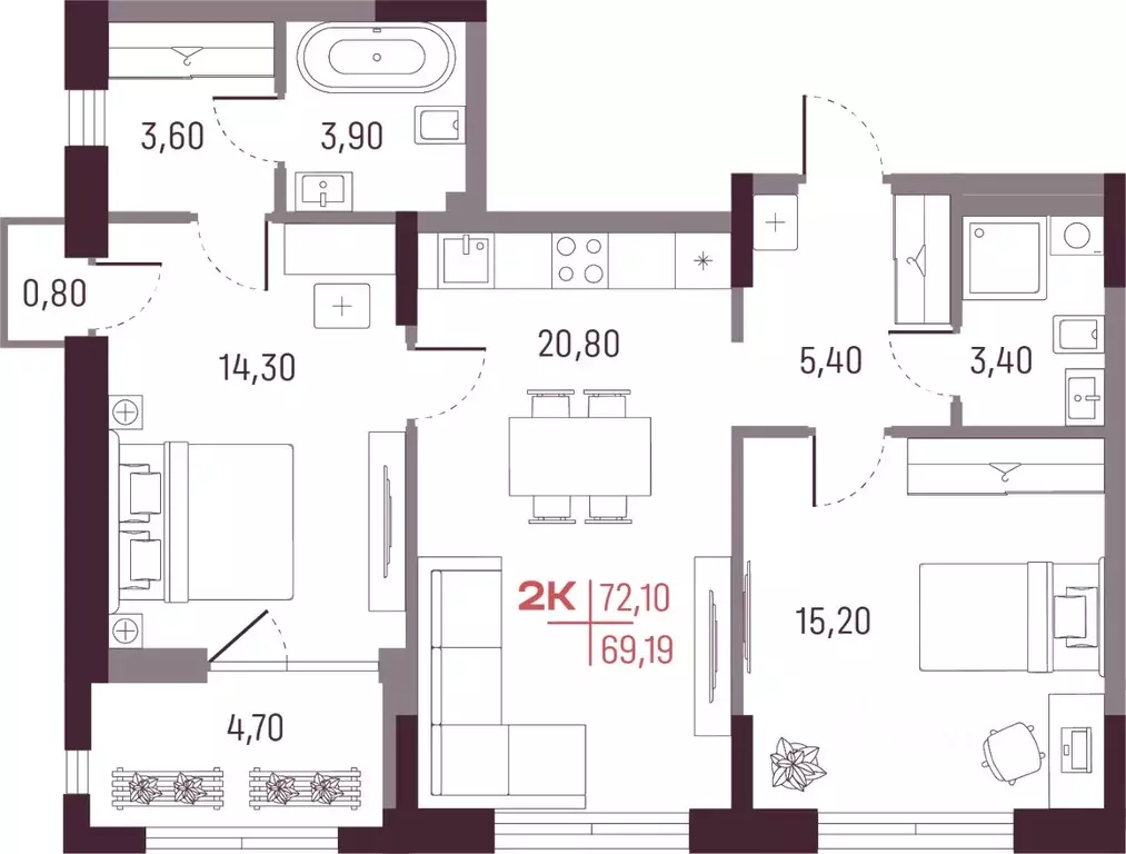 2-к кв. Свердловская область, Екатеринбург ул. Академика Вавилова, 9 ... - Фото 1