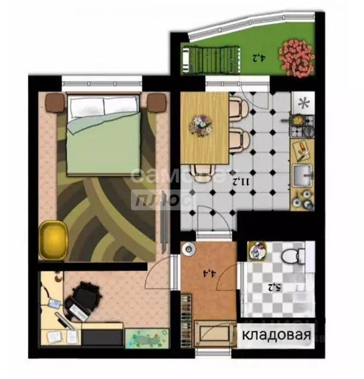 Квартира, 2 комнаты, 42.7 м - Фото 0