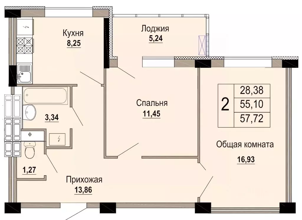 2-к кв. Белгородская область, Старый Оскол Степной мкр, 34 (57.72 м) - Фото 0