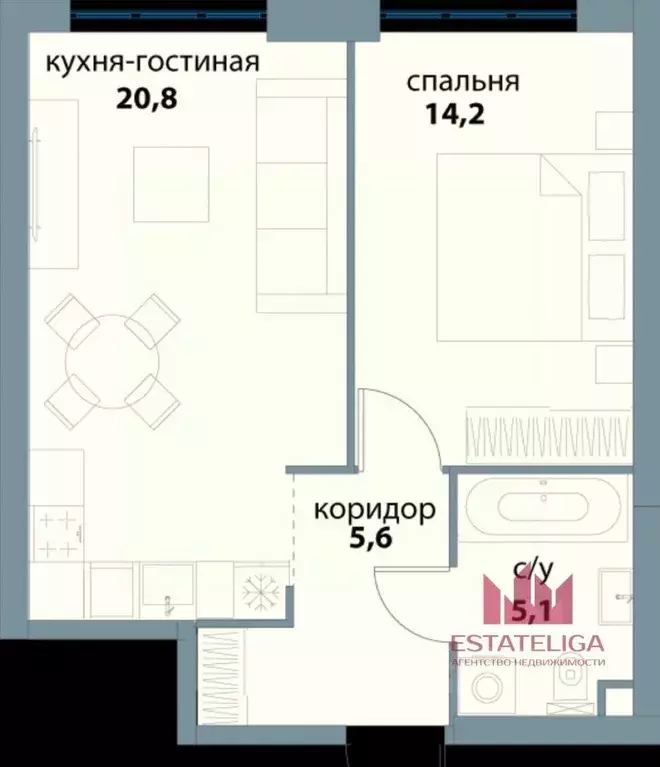 1-к кв. Москва ул. Василия Ланового, 5 (46.0 м) - Фото 2