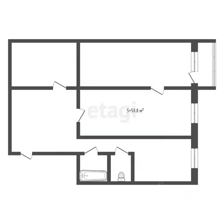 2-к кв. Кемеровская область, Юрга Кузбасский просп., 10 (67.8 м) - Фото 1