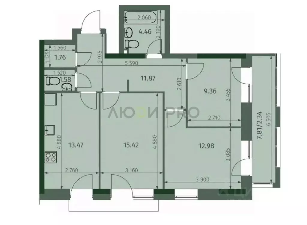 3-к кв. Татарстан, Казань Бухарская ул., 32к3 (70.4 м) - Фото 1
