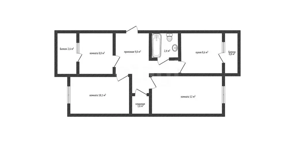 3-комнатная квартира: Абинск, Красноармейская улица, 14 (66 м) - Фото 1