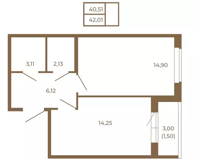 1-комнатная квартира: Сертолово, ЖК Новая История (42.01 м) - Фото 2