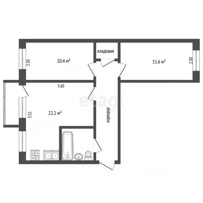 2-к кв. Вологодская область, Вологда ул. Некрасова, 45 (55.6 м) - Фото 2