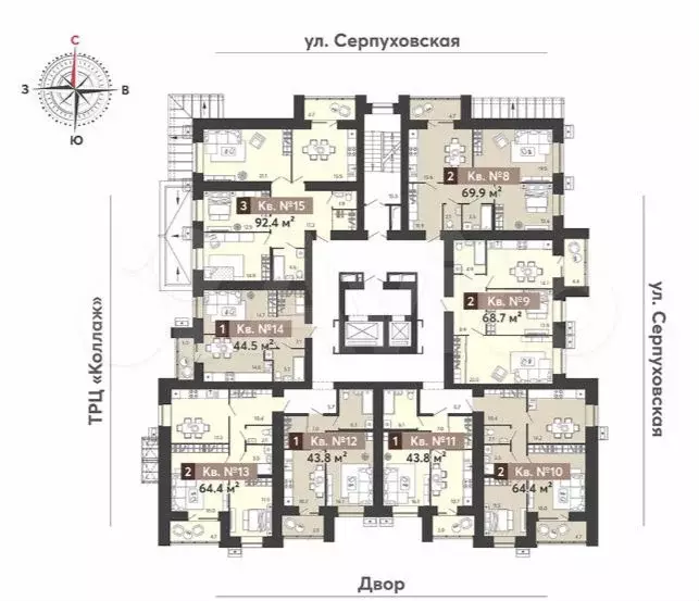 3-к. квартира, 92,4 м, 2/17 эт. - Фото 1