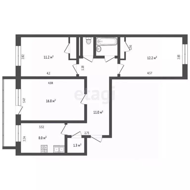 3-к кв. Калужская область, Кременки Жуковский район, ул. Дашковой, 5 ... - Фото 2