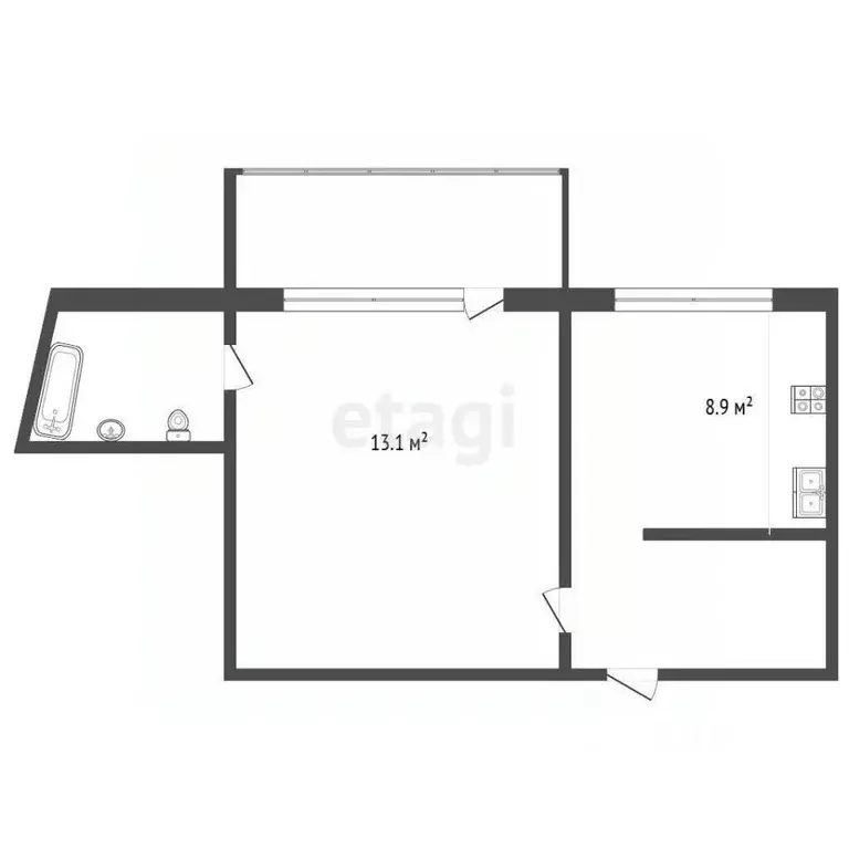 1-к кв. Московская область, Дубна просп. Боголюбова, 45 (33.4 м) - Фото 2