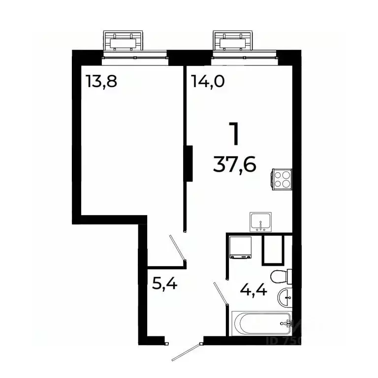 1-к кв. Нижегородская область, Нижний Новгород ул. Коперника, 15 (37.6 ... - Фото 1