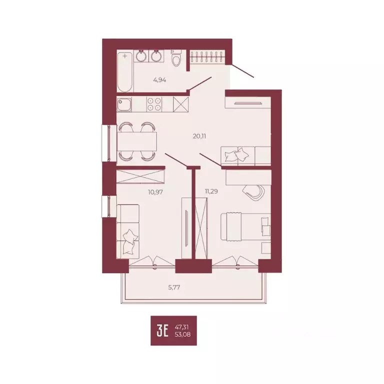 3-к кв. Пензенская область, Пенза ул. Тепличная, 55 (53.08 м) - Фото 1