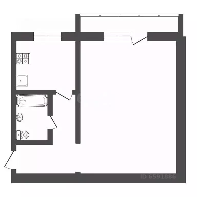 1-к кв. Тульская область, Тула Комсомольская ул., 22 (30.3 м) - Фото 2