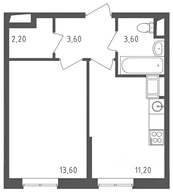 1-к кв. Москва ул. Недорубова, 32 (32.4 м) - Фото 1