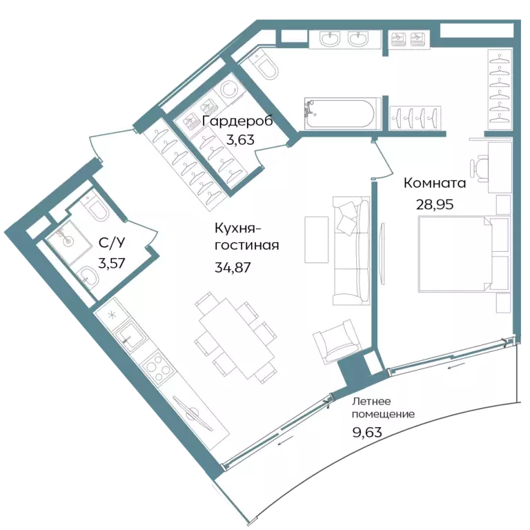 2-к квартира, 80.65 м - Фото 0