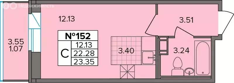 Квартира-студия: Новое Девяткино, Лесная улица, 19 (23.35 м) - Фото 1