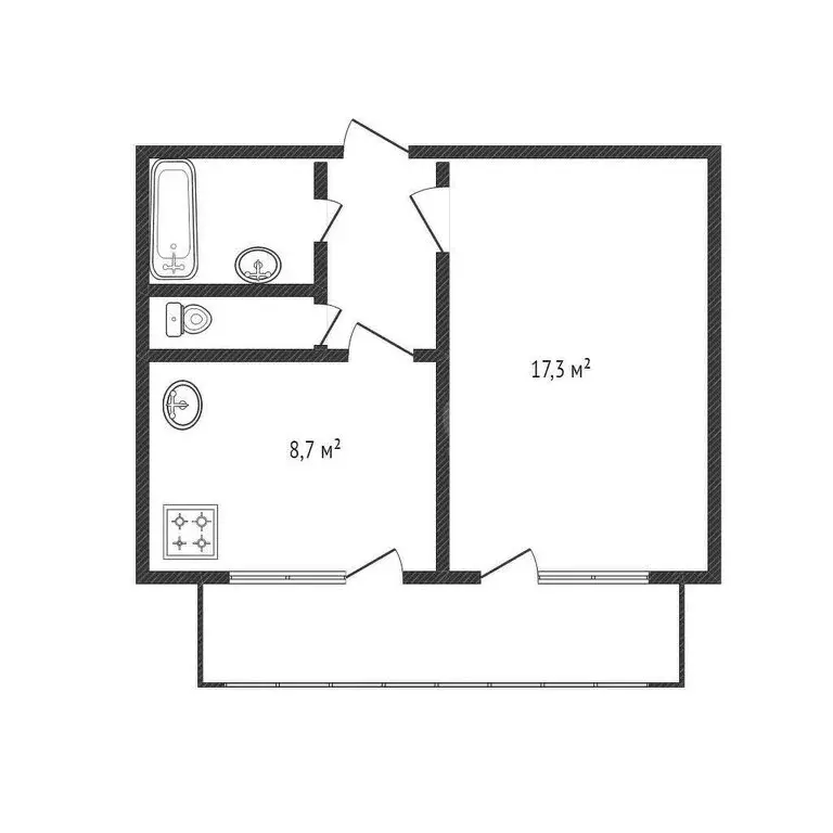 1-комнатная квартира: Белгород, улица Щорса, 49 (33 м) - Фото 1