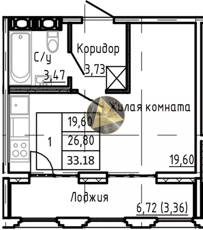 Продаётся квартира-студия, 33.18 м - Фото 1