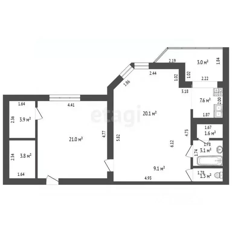 2-к кв. Самарская область, Тольятти Спортивная ул., 8 (72.0 м) - Фото 2