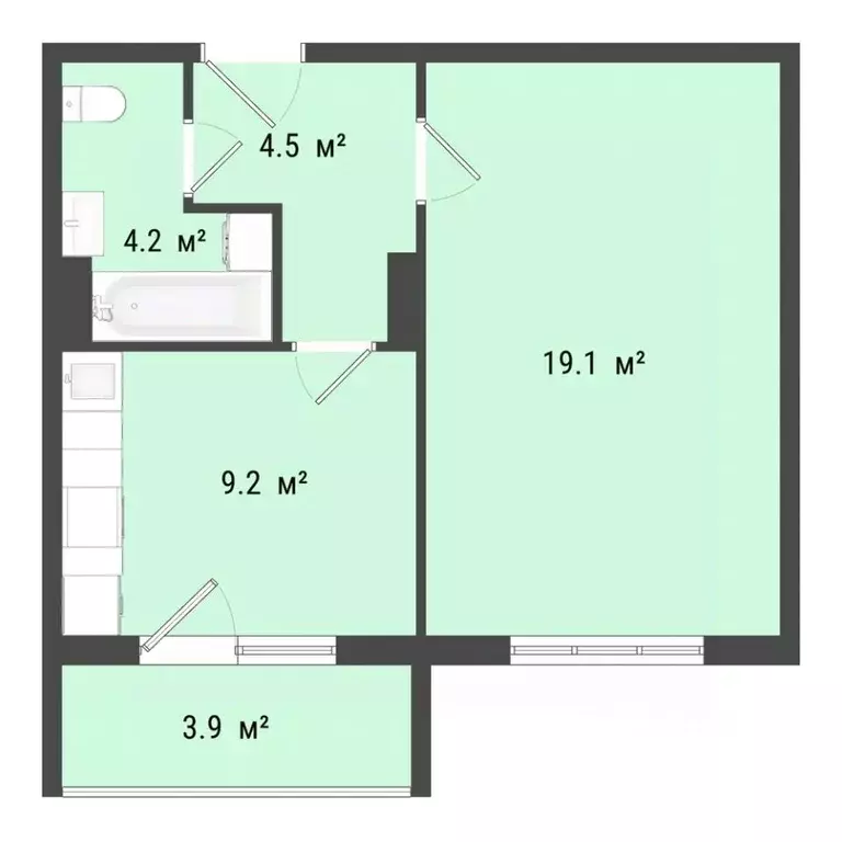 1-к кв. Омская область, Омск пос. Биофабрика, 18к1 (37.1 м) - Фото 0