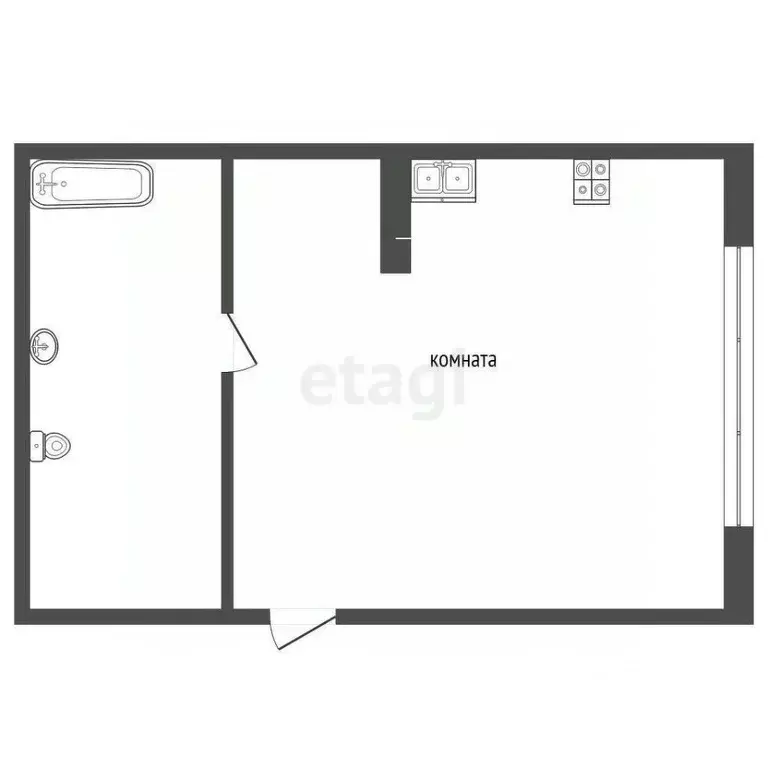 Студия Архангельская область, Архангельск ул. Никитова, 7/2 (22.3 м) - Фото 1