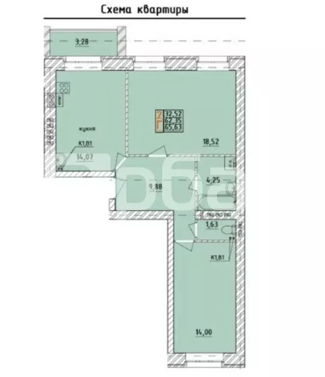 2-комнатная квартира: посёлок Карачиха, Сиреневая улица, 2 (65.6 м) - Фото 0