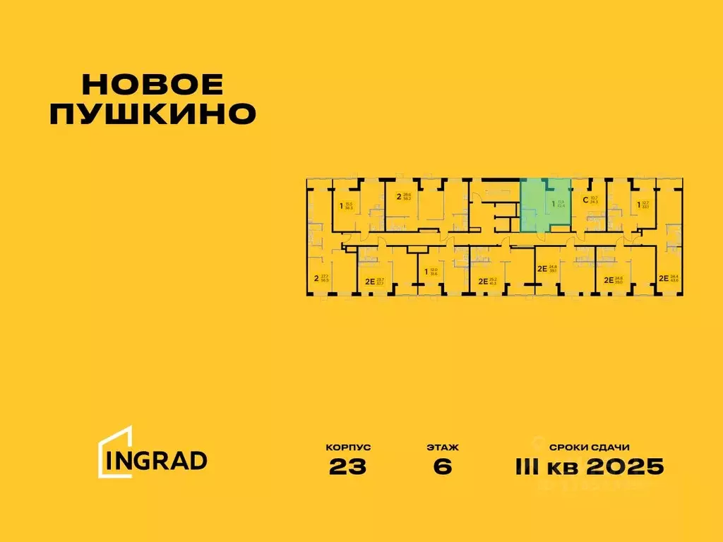 1-к кв. Московская область, Пушкино Новое Пушкино мкр, к23 (32.39 м) - Фото 1