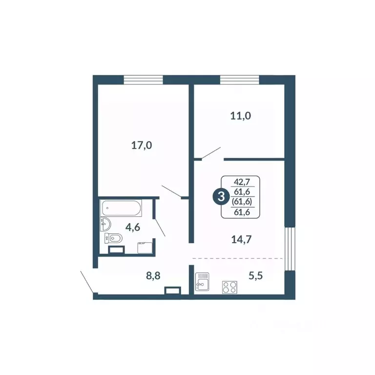 2-к кв. Кировская область, Киров Скандинавия жилой комплекс (61.6 м) - Фото 1