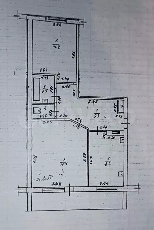 2-к. квартира, 49,6 м, 3/3 эт. - Фото 0