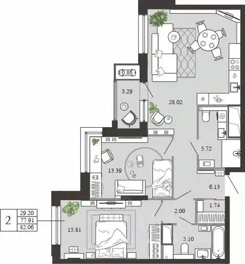 2-к кв. Тульская область, Тула ул. Фридриха Энгельса, 74 (82.07 м) - Фото 1