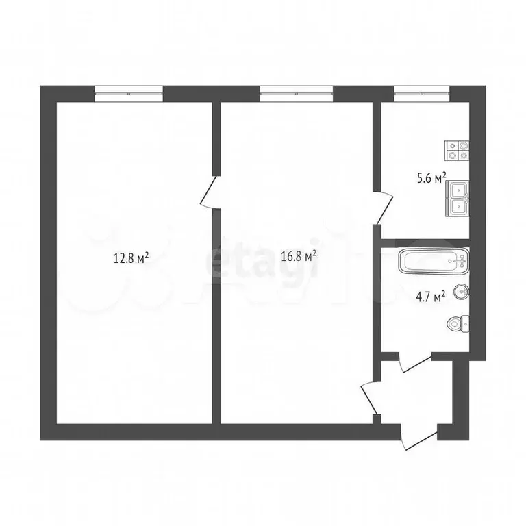 2-к. квартира, 42 м, 4/5 эт. - Фото 0