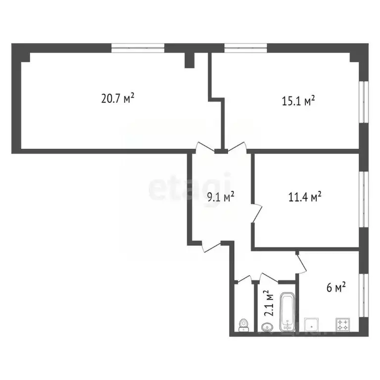 3-к кв. Красноярский край, Красноярск ул. Попова, 22 (65.0 м) - Фото 2