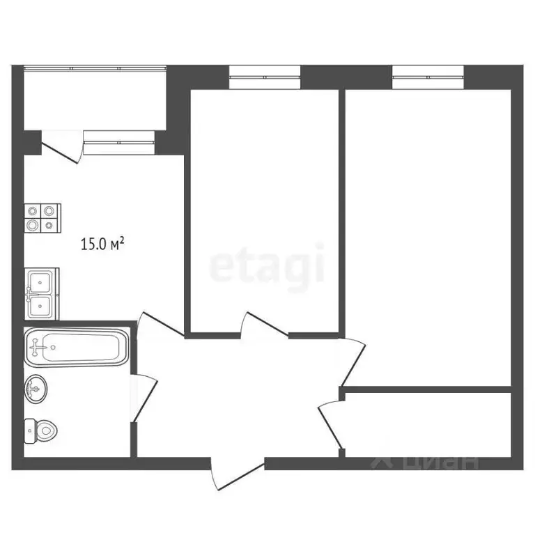 2-к кв. Ростовская область, Батайск ул. Крупской, 1 (54.0 м) - Фото 2