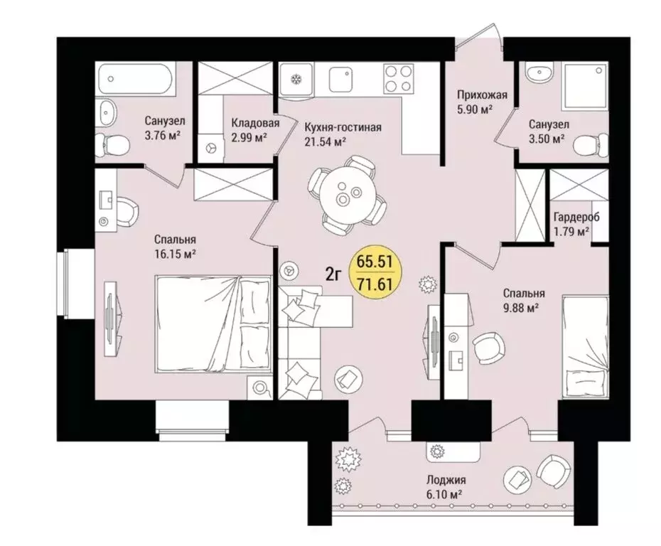 2-комнатная квартира: посёлок городского типа Медведево, улица Дмитрия ... - Фото 1
