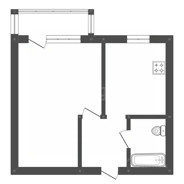 1-к кв. Амурская область, Серышевский муниципальный округ, с. Томское ... - Фото 1