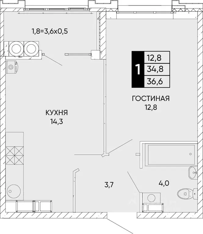 1-к кв. Ростовская область, Ростов-на-Дону Левобережье жилой комплекс ... - Фото 0