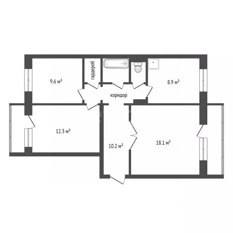 3-к кв. Красноярский край, Красноярск 9 Мая ул., 43 (67.0 м) - Фото 2