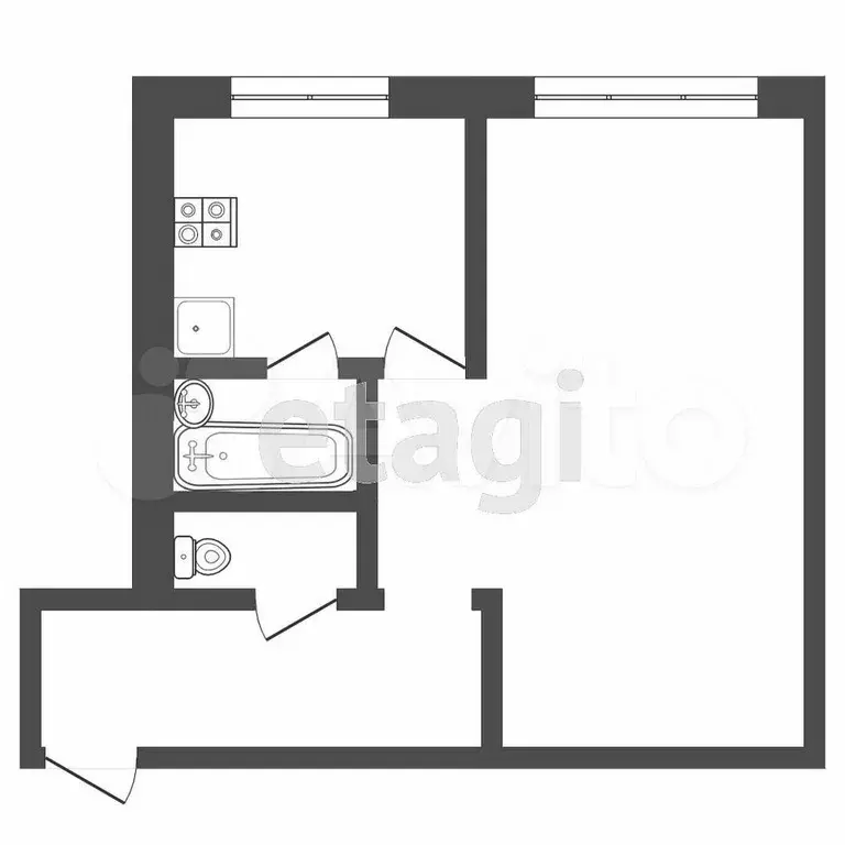 1-к. квартира, 29,4 м, 4/5 эт. - Фото 0