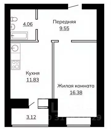 1-к кв. Тверская область, Тверь бул. Гусева, 68 (45.0 м) - Фото 1