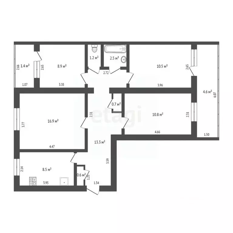 4-к кв. Башкортостан, Стерлитамак Коммунистическая ул., 75 (79.9 м) - Фото 2